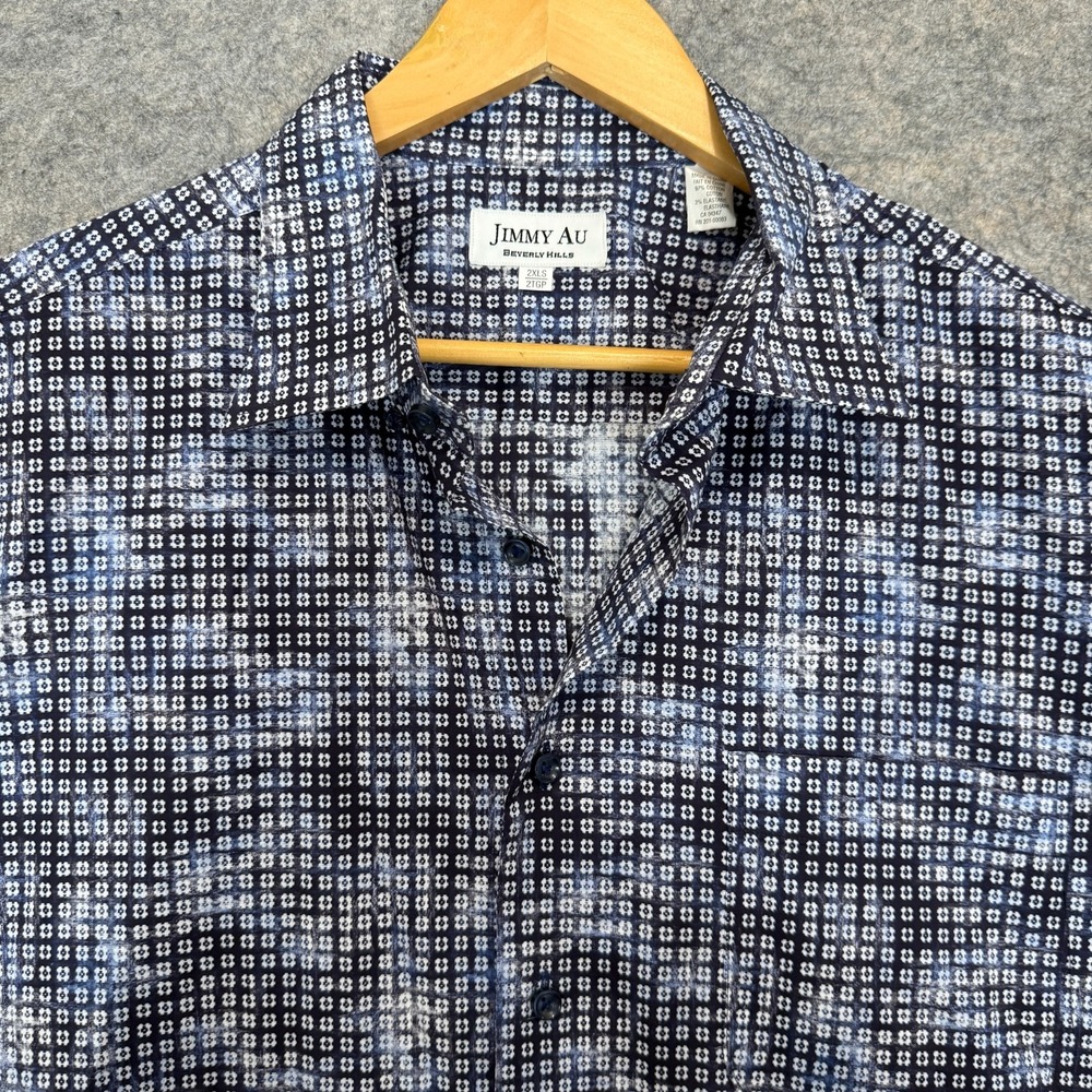 Jimmy‎ AU Beverly Hills Buton Shirt Mens 2XL S Geometric Dotted Lightweight